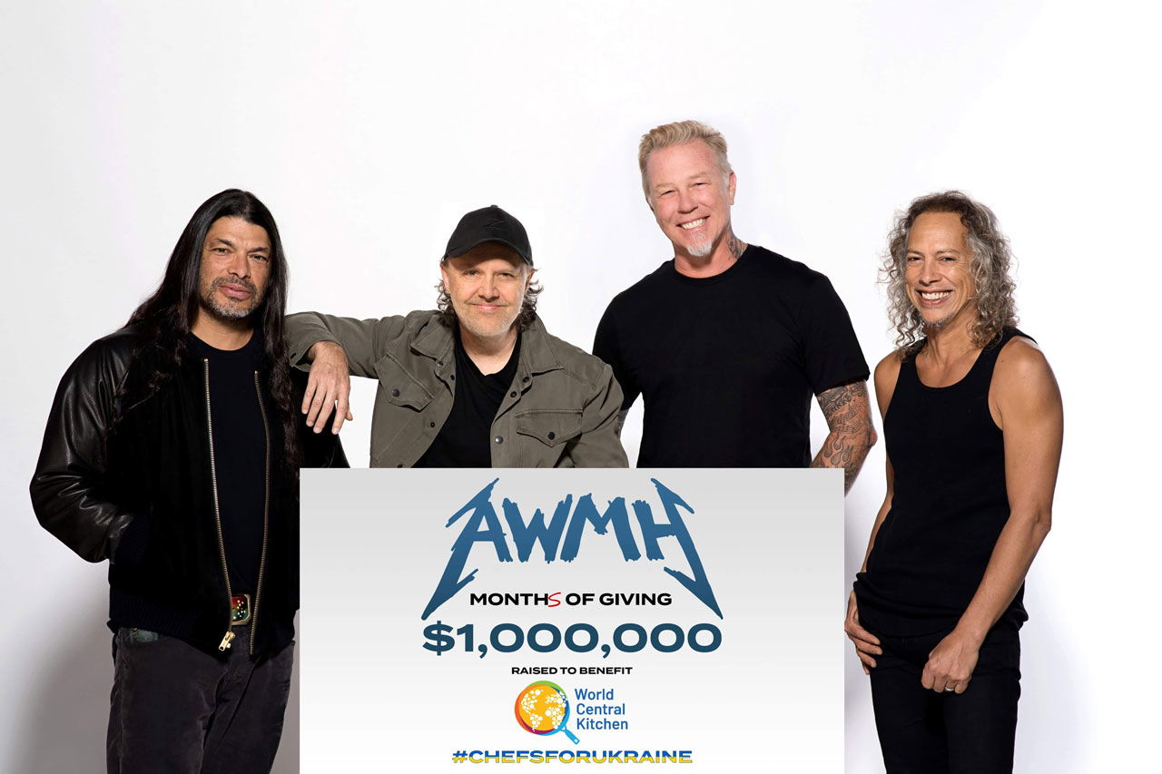 Metallica's Charity AWMH Donates Over $1 Million Dollars for Ukraine with World Central Kitchen