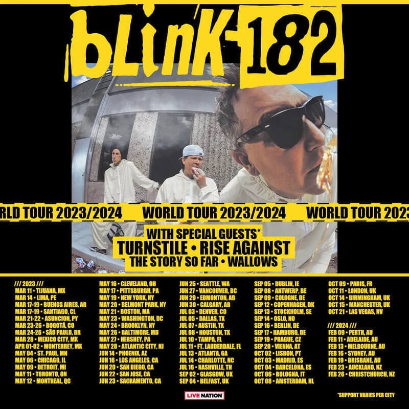 Blink-182 and Turnstile 2023 world dates:
