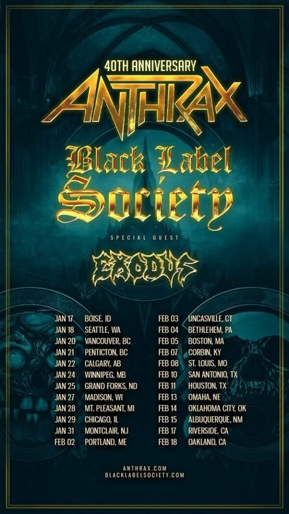 Anthrax, Black Label Society, and Exodus 2023 North-American tour dates: