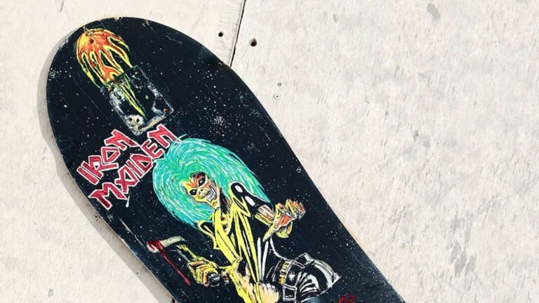Tony Hawk discovers Kurt Cobain’s skateboard with Iron Maiden sketch